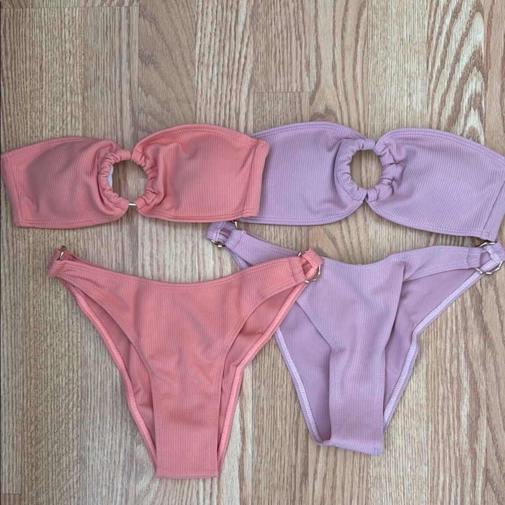Chic Bikini Set in Peach and Mauve